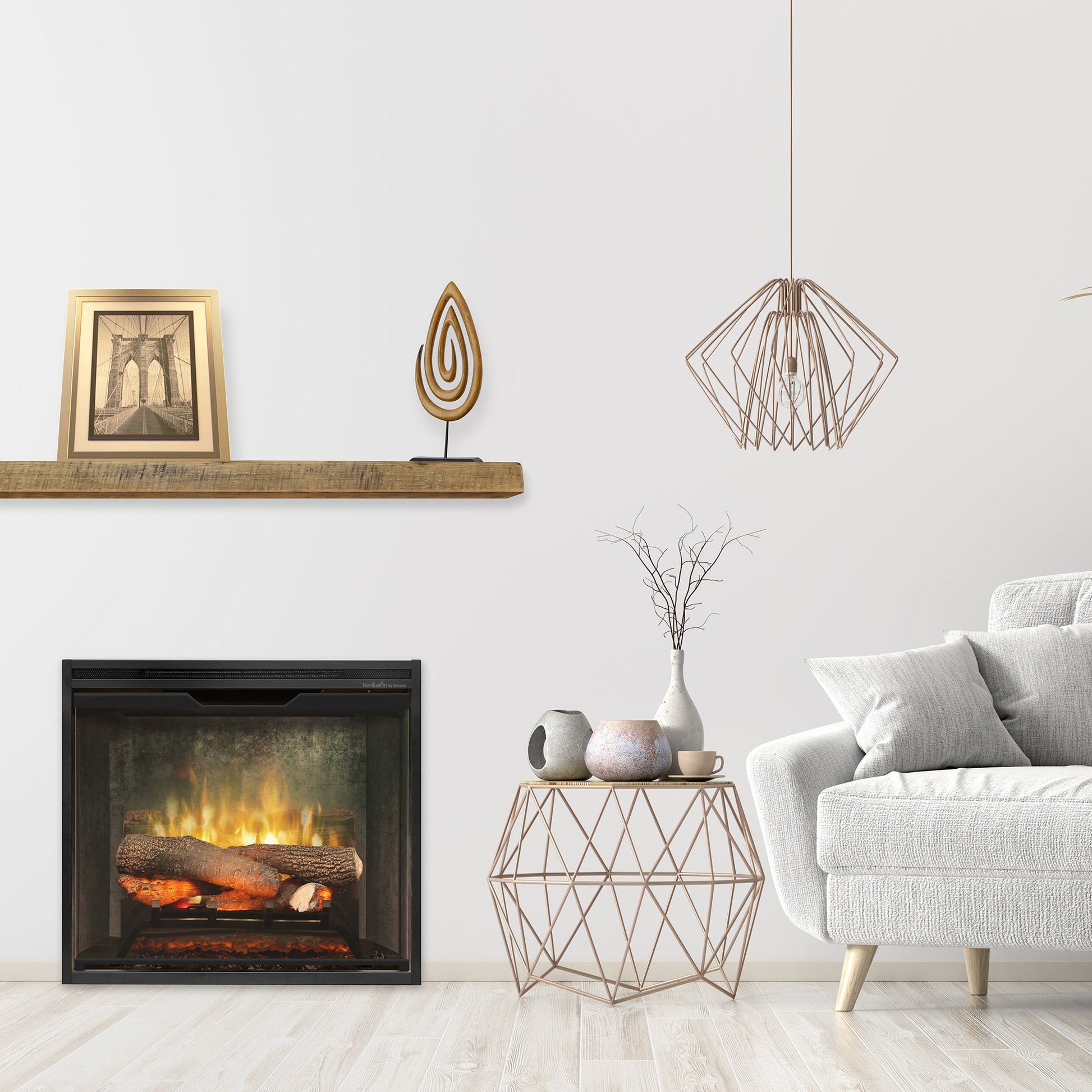 Dimplex Revillusion 24" Built-in Electric Firebox With Weathered Concrete Interior