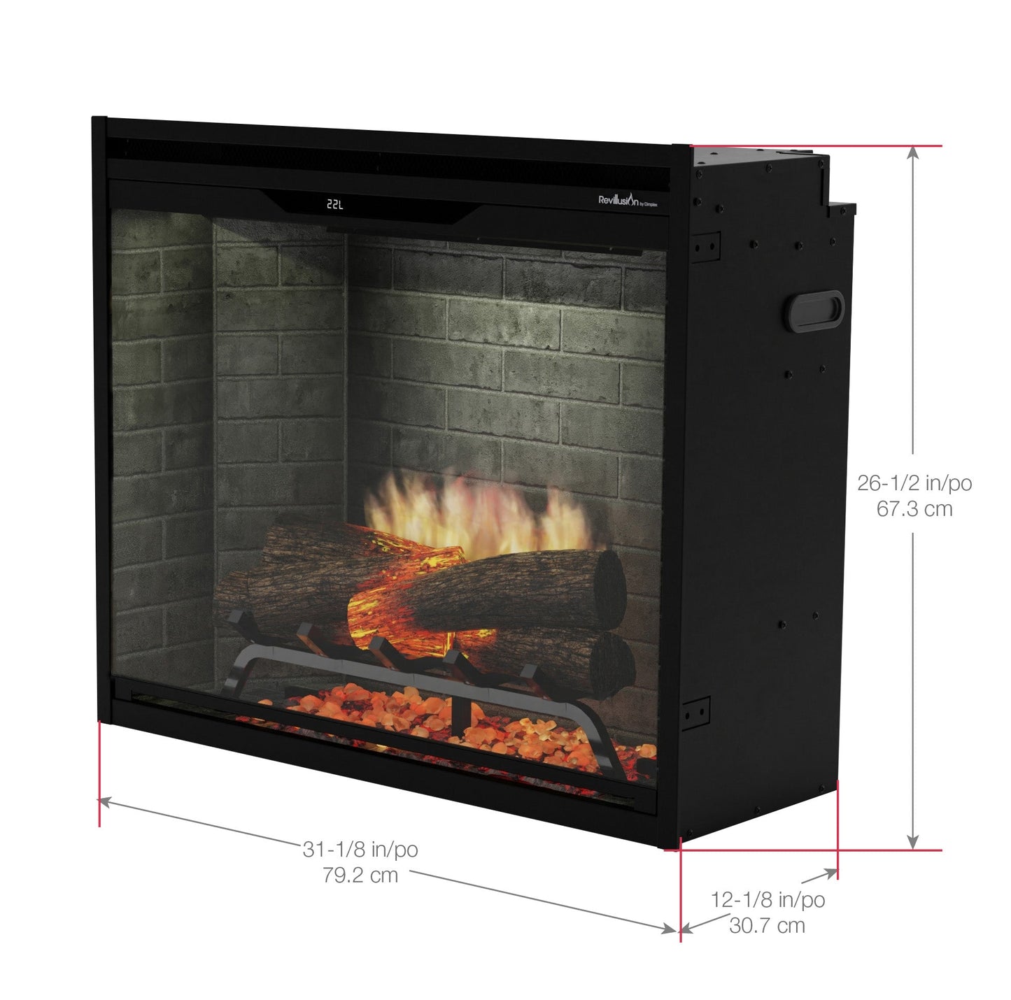 Dimplex Revillusion 30" Built-in Electric Firebox With Neutral Brick Backer