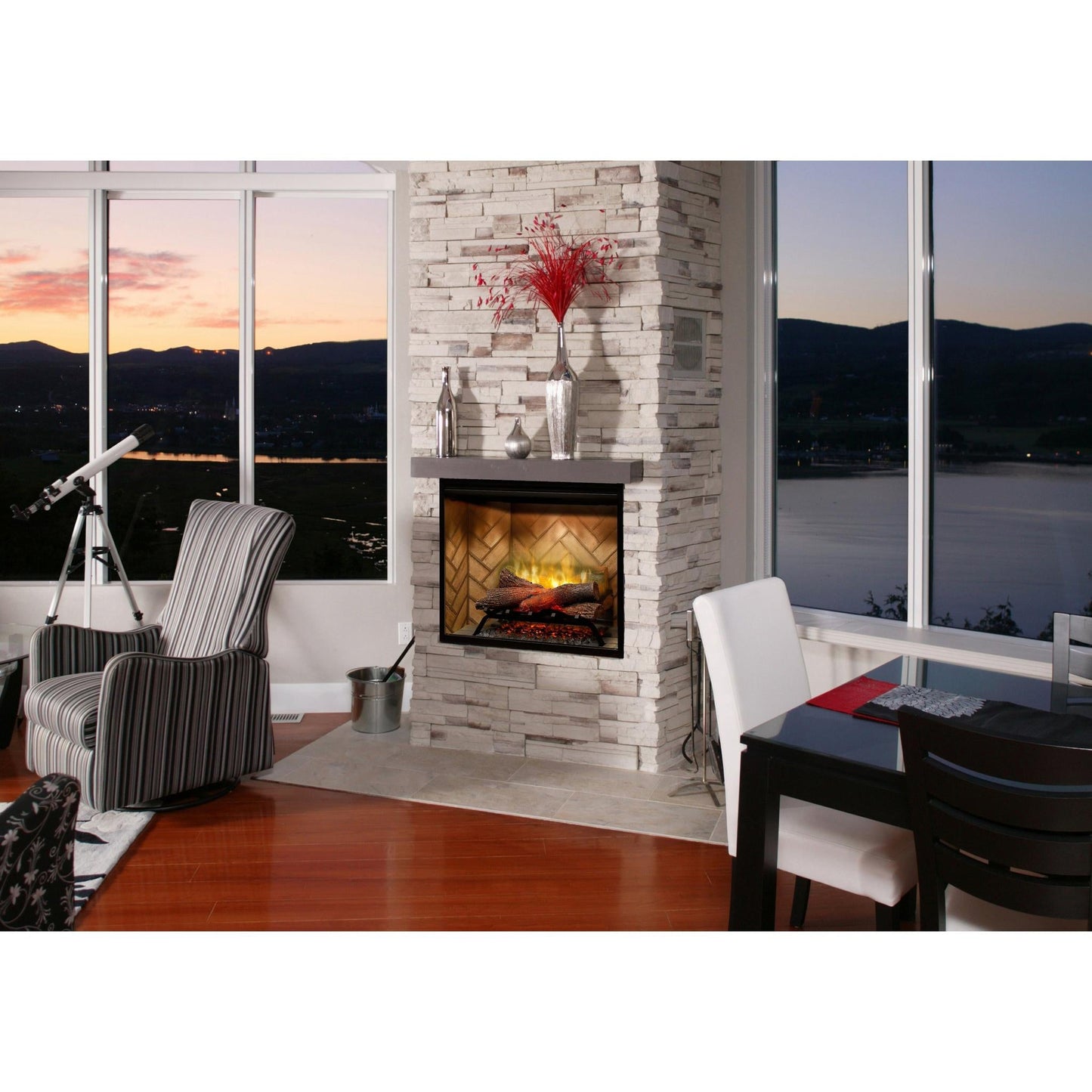 Dimplex Revillusion 30" Herringbone Brick Built-in Electric Firebox With Glass Pane and Plug Kit