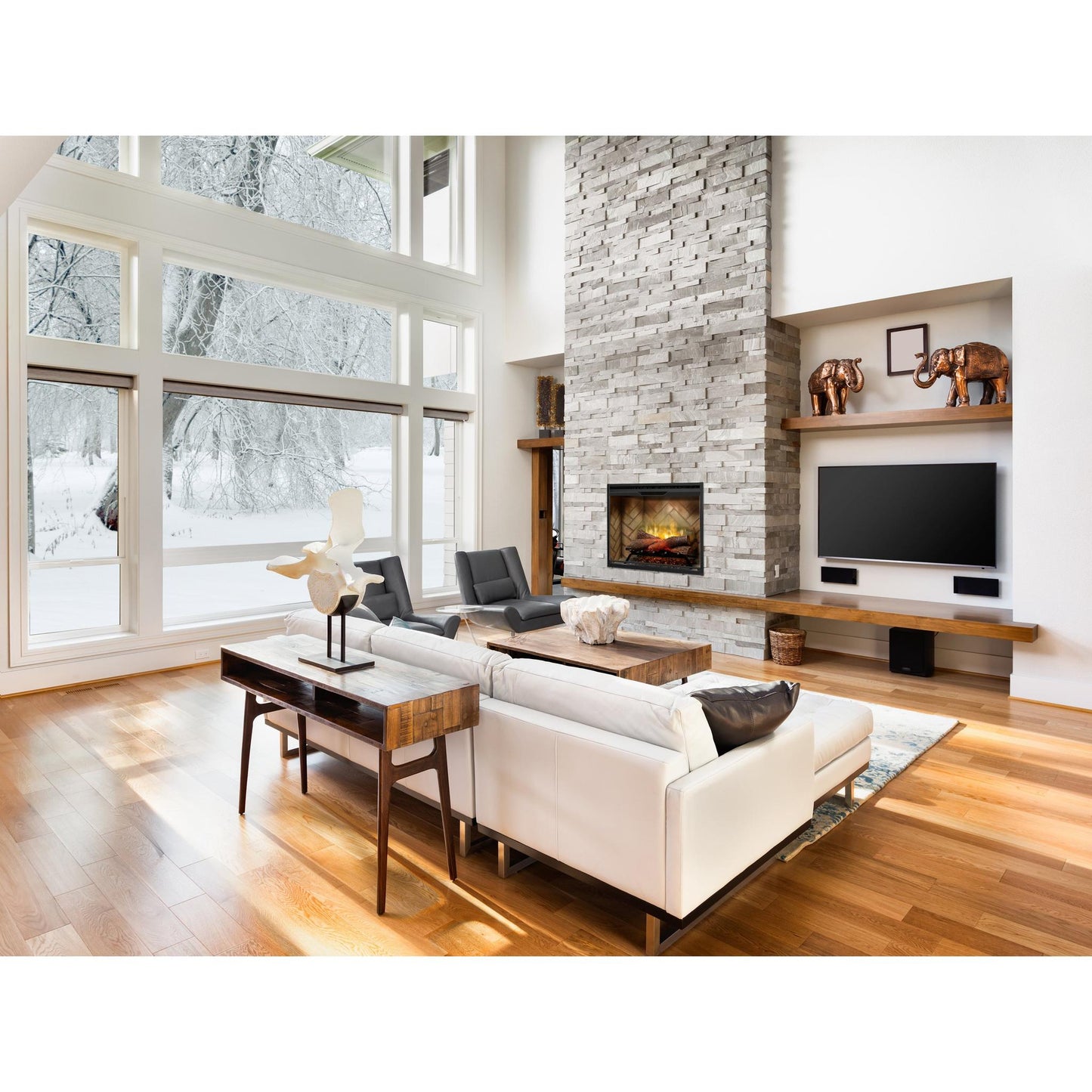 Dimplex Revillusion 30" Herringbone Brick Built-in Electric Firebox With Glass Pane and Plug Kit