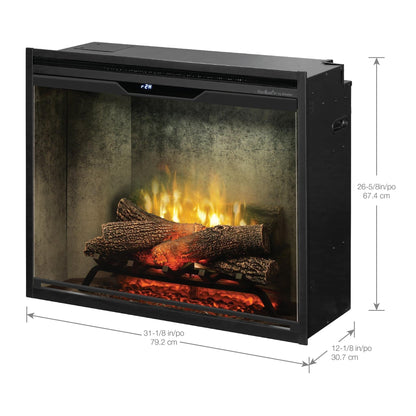 Dimplex Revillusion 30" Weathered Concrete Built-in Electric Firebox With Glass Pane and Plug Kit