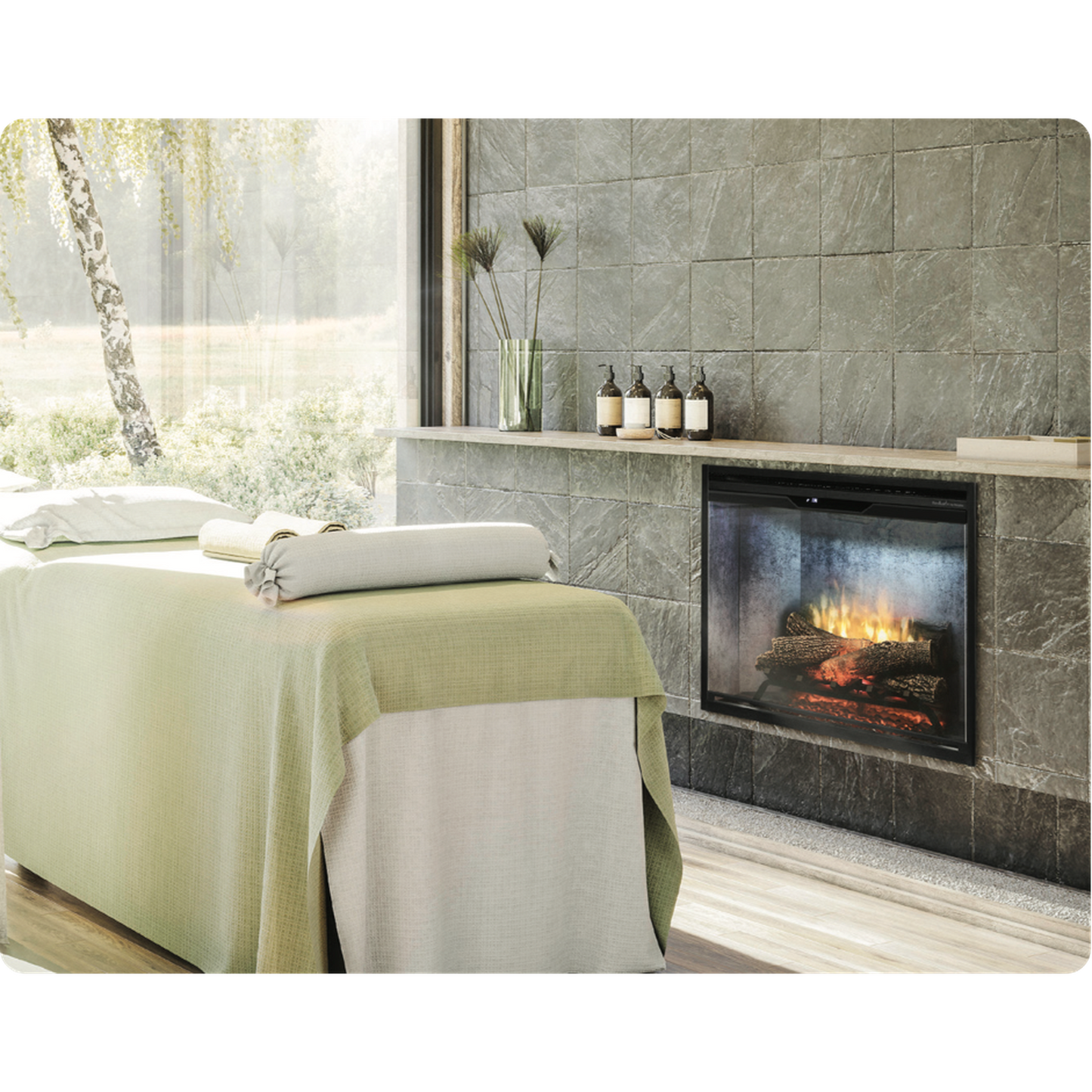 Dimplex Revillusion 30" Weathered Concrete Built-in Electric Firebox With Glass Pane and Plug Kit