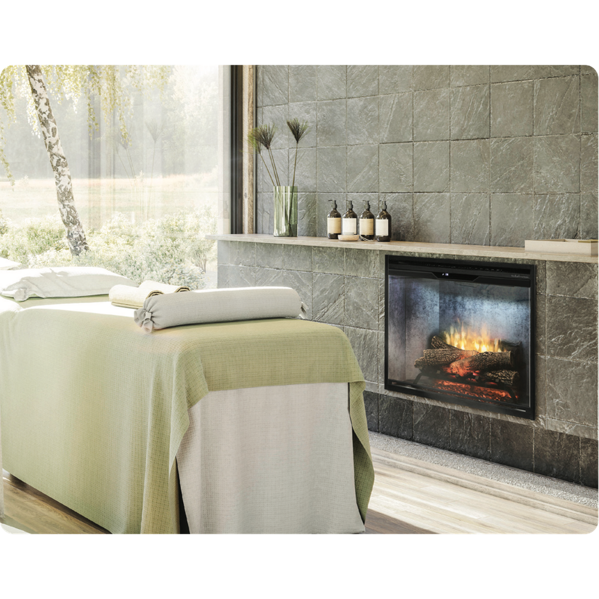Dimplex Revillusion 30" Weathered Concrete Built-in Electric Firebox With Glass Pane and Plug Kit