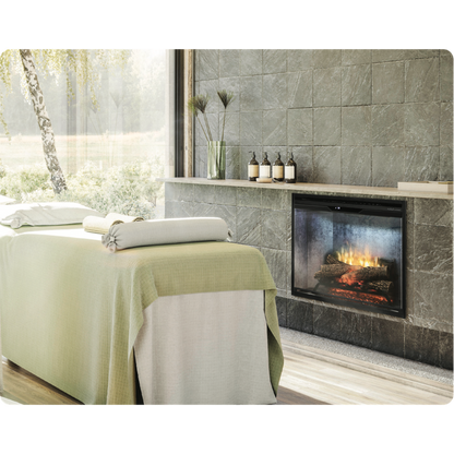 Dimplex Revillusion 30" Weathered Concrete Built-in Electric Firebox With Glass Pane and Plug Kit