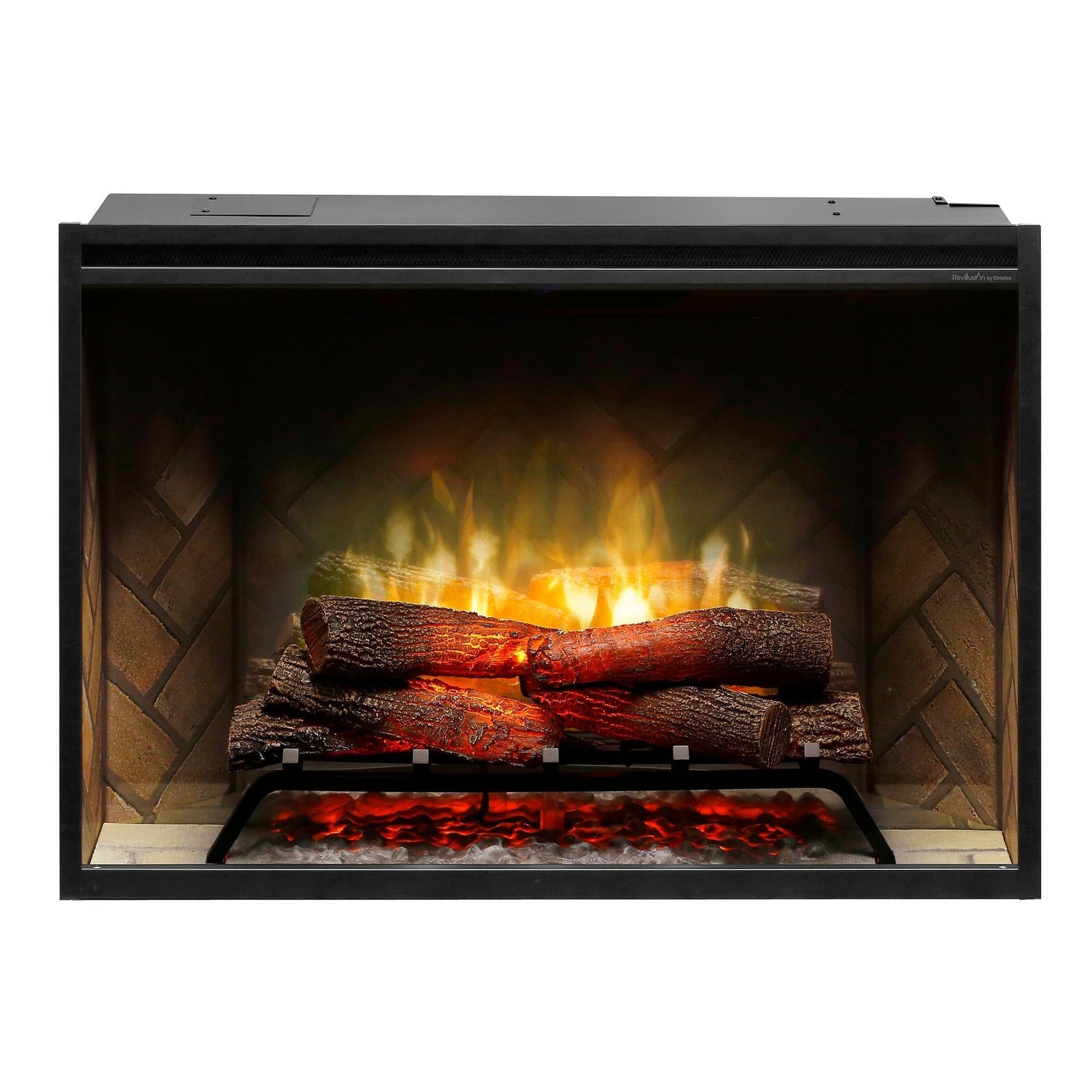 Dimplex Revillusion 36" Herringbone Brick Built-in Electric Firebox With Glass Pane and Plug Kit