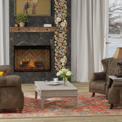 Dimplex Revillusion 36" Herringbone Brick Built-in Electric Firebox With Glass Pane and Plug Kit