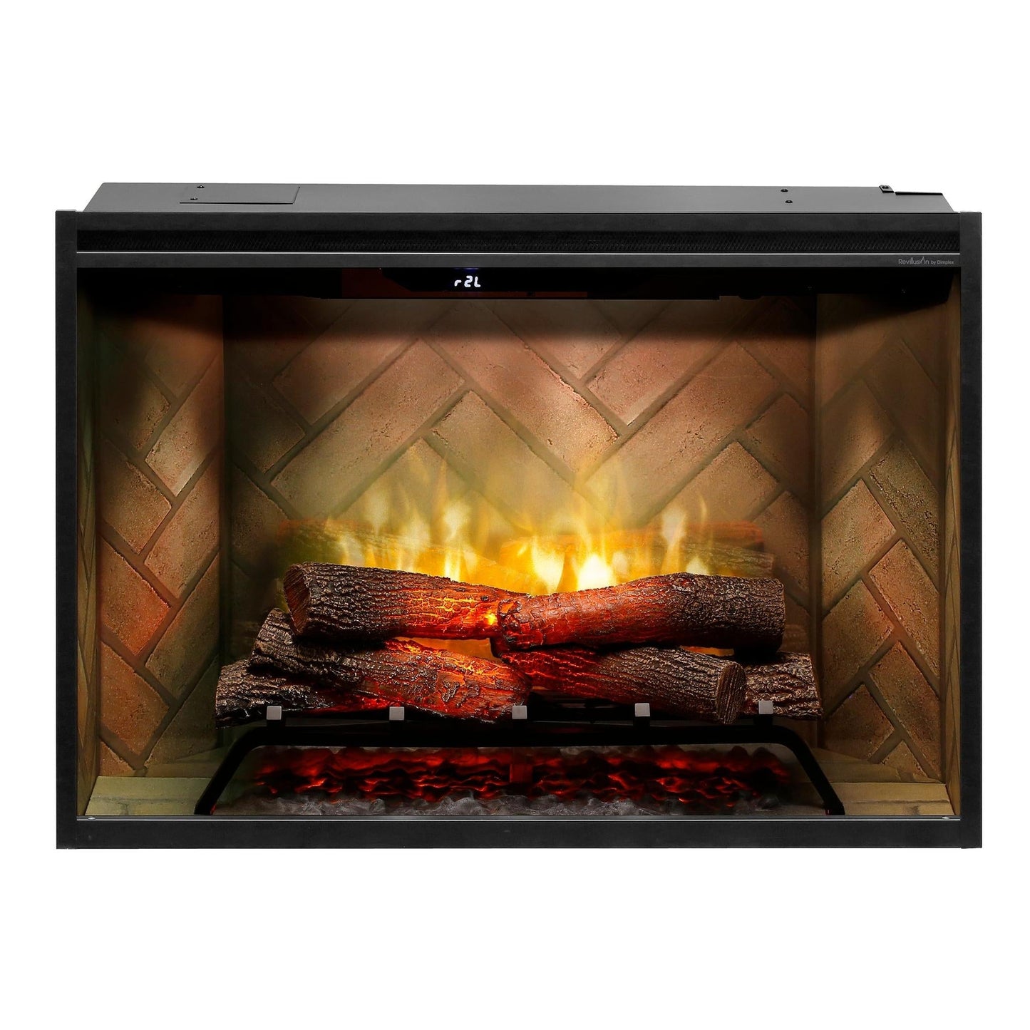 Dimplex Revillusion 36" Herringbone Brick Built-in Electric Firebox With Glass Pane and Plug Kit