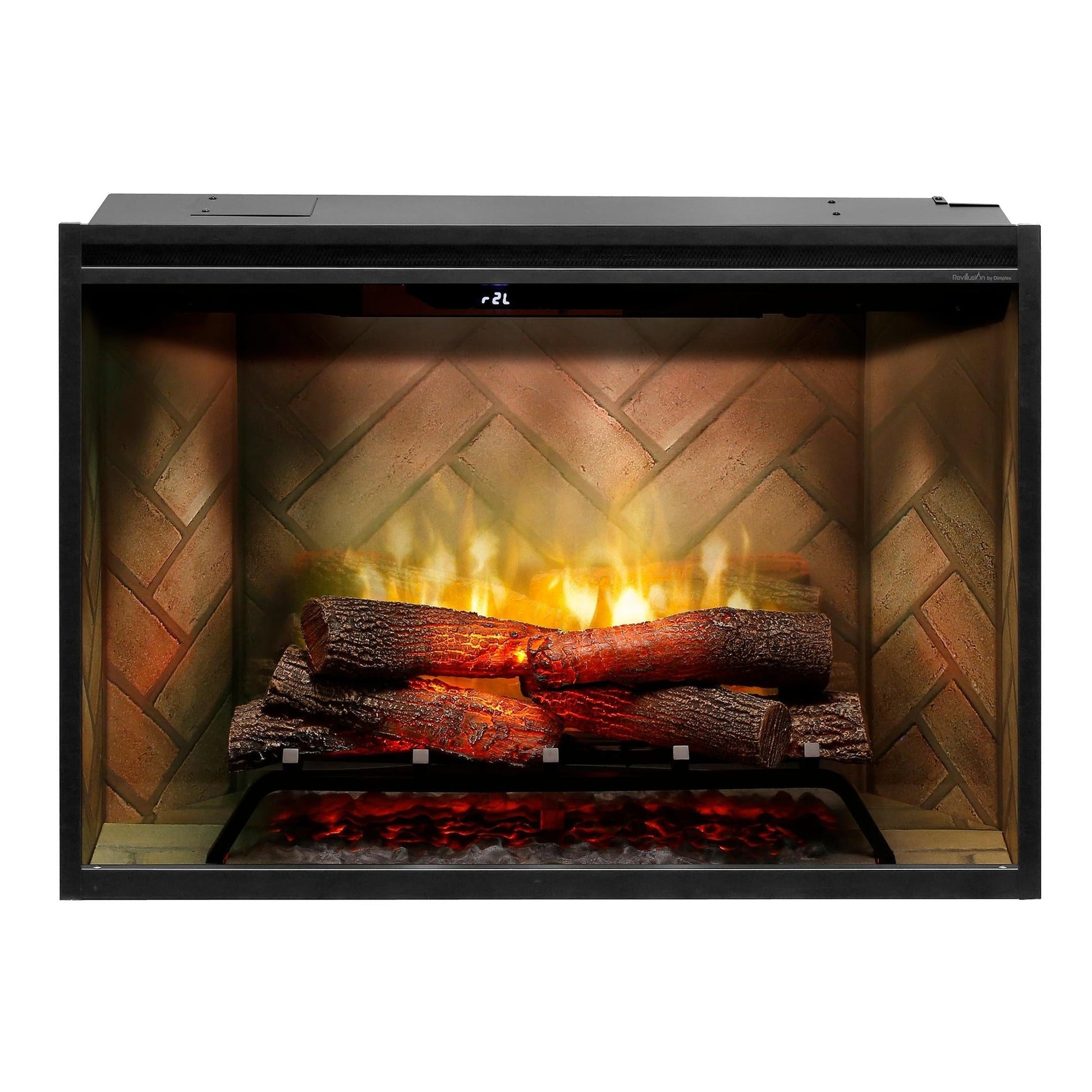 Dimplex Revillusion 36" Herringbone Brick Built-in Electric Firebox With Glass Pane and Plug Kit