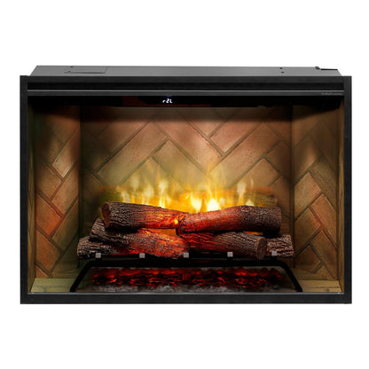 Dimplex Revillusion 36" Herringbone Brick Built-in Electric Firebox With Glass Pane and Plug Kit