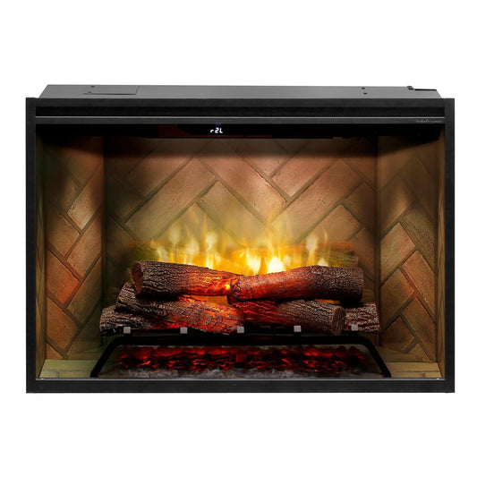 Dimplex Revillusion 36" Herringbone Brick Built-in Electric Firebox With Glass Pane and Plug Kit
