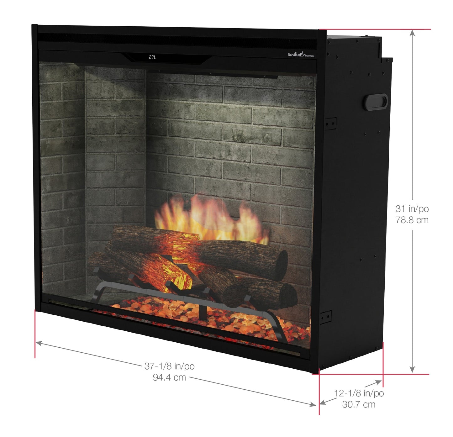 Dimplex Revillusion 36" Portrait Built-in Electric Firebox With Black Backer