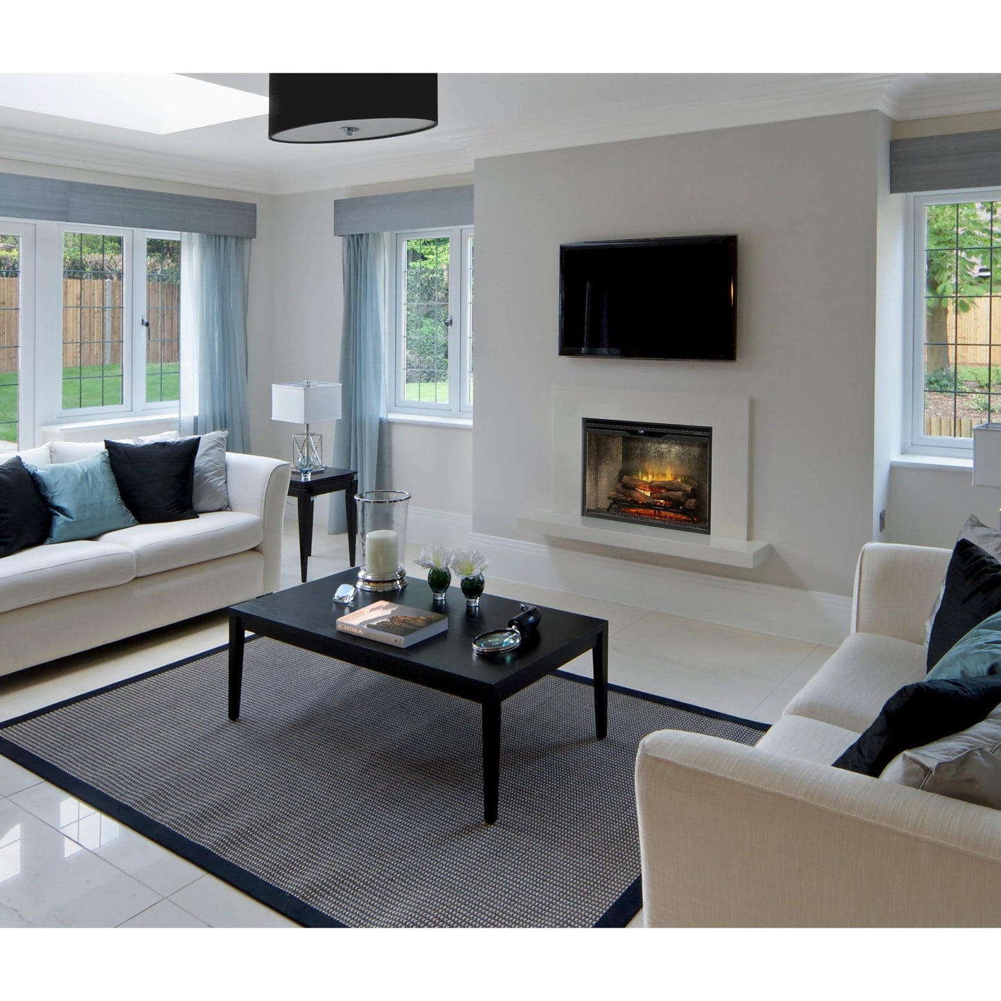 Dimplex Revillusion 36" Weathered Concrete Built-in Electric Firebox With Glass Pane and Plug Kit