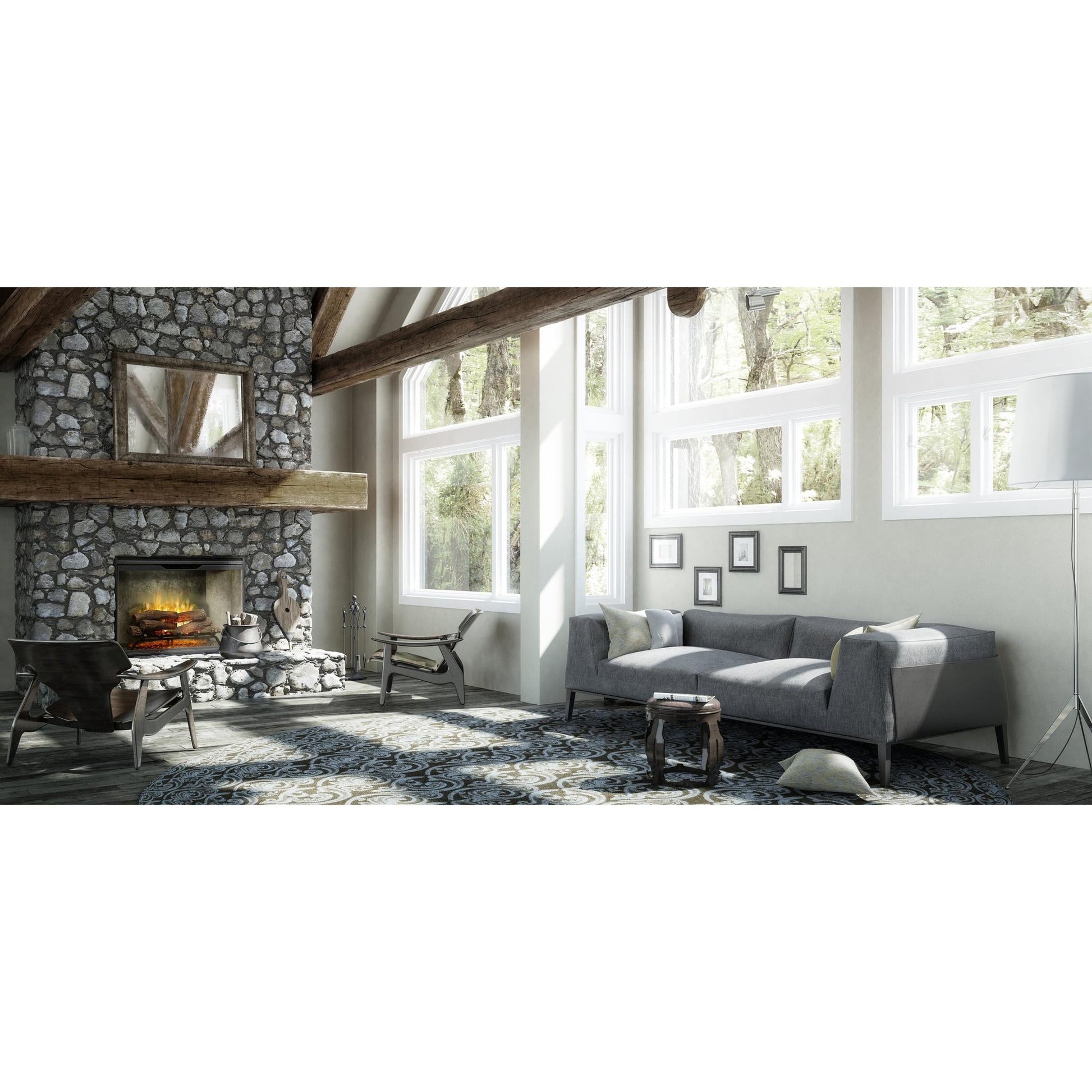 Dimplex Revillusion 36" Weathered Concrete Built-in Electric Firebox With Glass Pane and Plug Kit