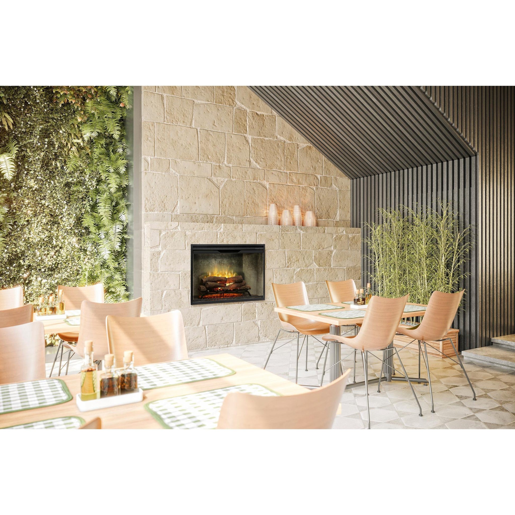 Dimplex Revillusion 36" Weathered Concrete Built-in Electric Firebox With Glass Pane and Plug Kit