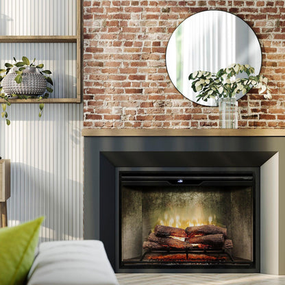 Dimplex Revillusion 36" Weathered Concrete Built-in Electric Firebox With Glass Pane and Plug Kit