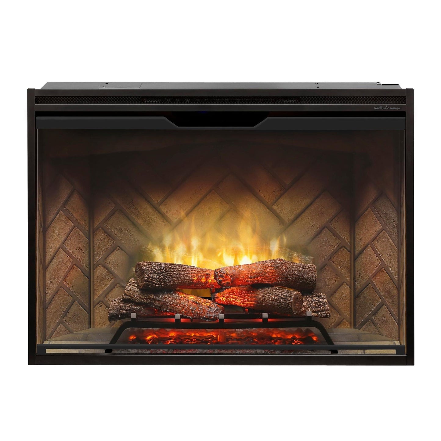 Dimplex Revillusion 42" Herringbone Brick Built-in Electric Firebox With Glass Pane and Plug Kit