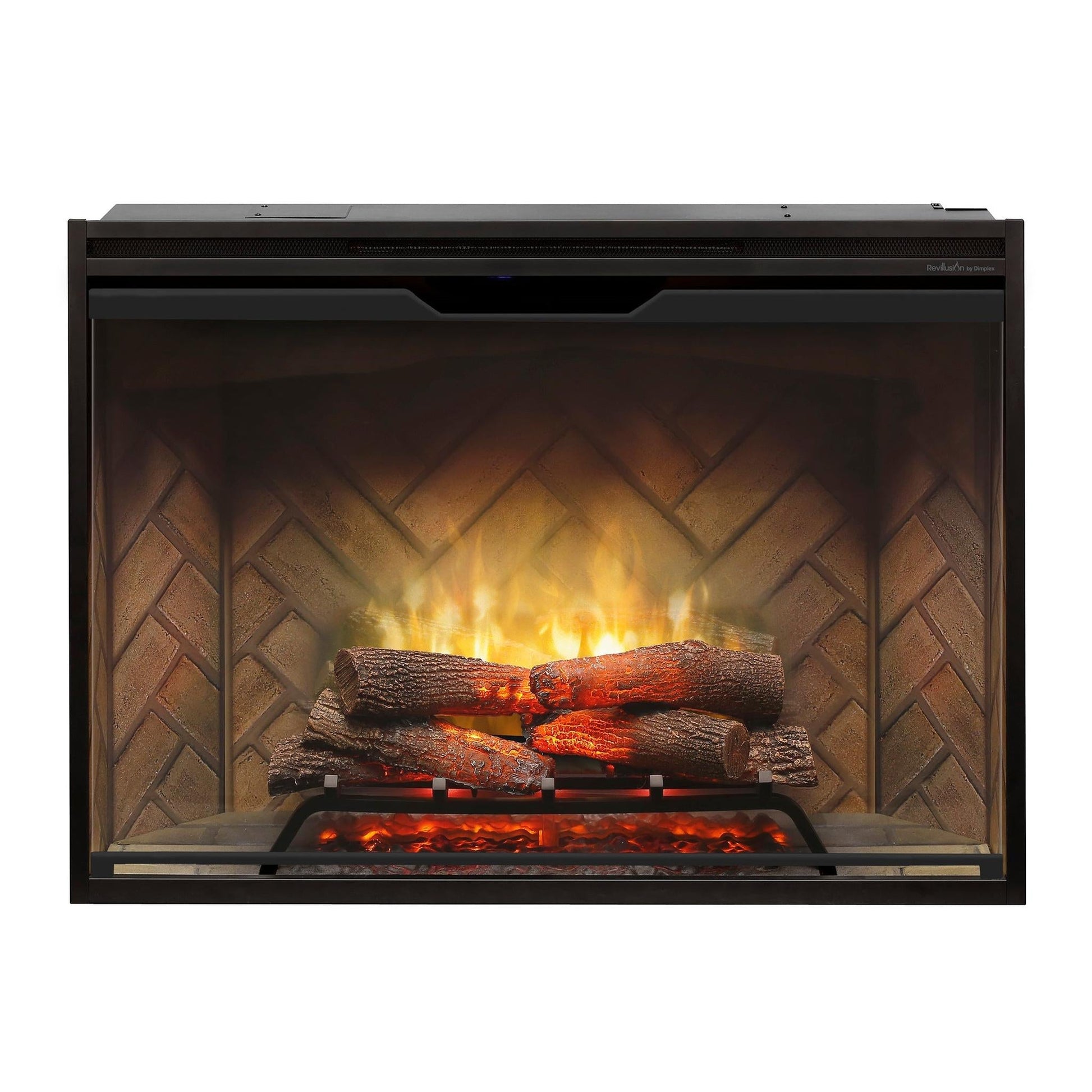 Dimplex Revillusion 42" Herringbone Brick Built-in Electric Firebox With Glass Pane and Plug Kit