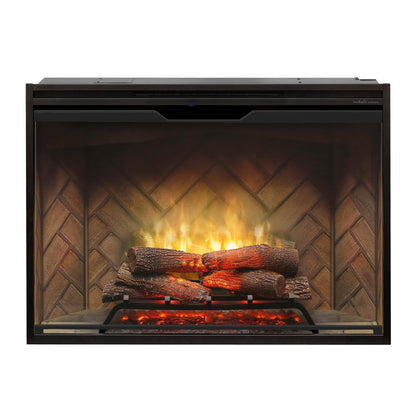 Dimplex Revillusion 42" Herringbone Brick Built-in Electric Firebox With Glass Pane and Plug Kit