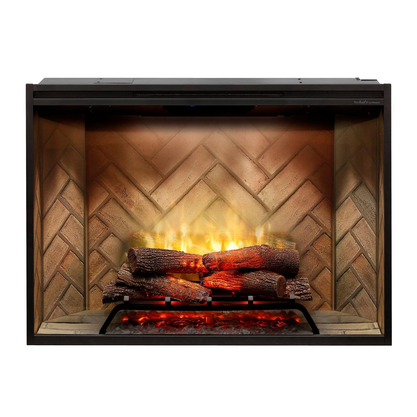 Dimplex Revillusion 42" Herringbone Brick Built-in Electric Firebox With Glass Pane and Plug Kit