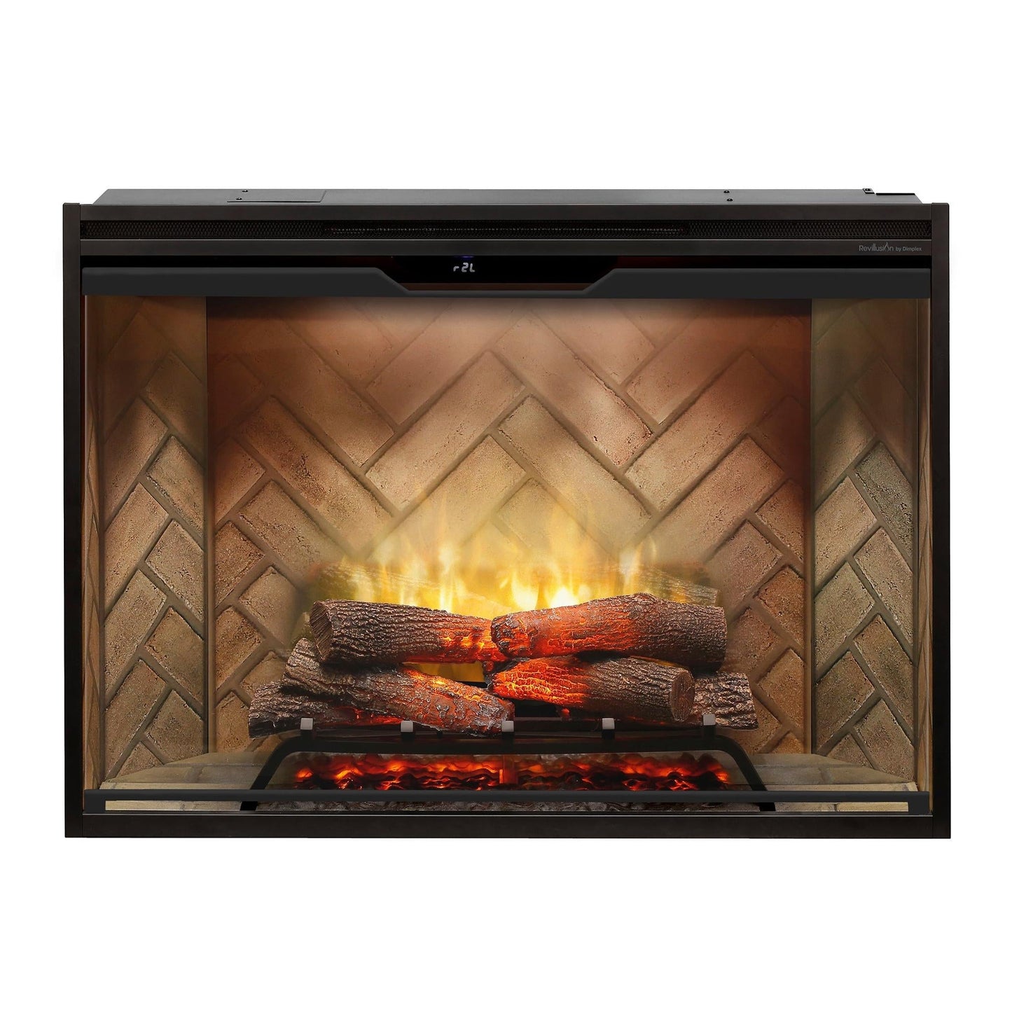 Dimplex Revillusion 42" Herringbone Brick Built-in Electric Firebox With Glass Pane and Plug Kit