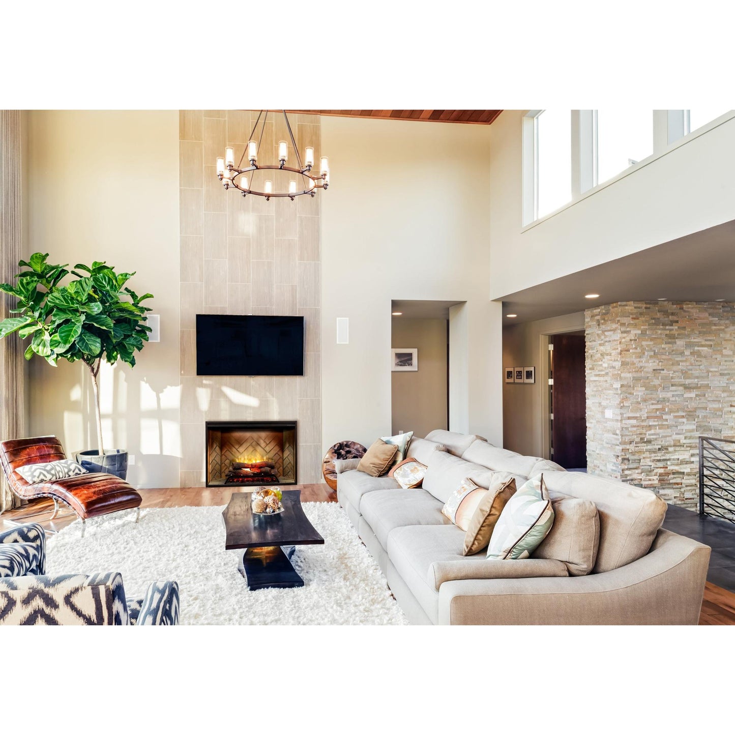 Dimplex Revillusion 42" Herringbone Brick Built-in Electric Firebox With Glass Pane and Plug Kit