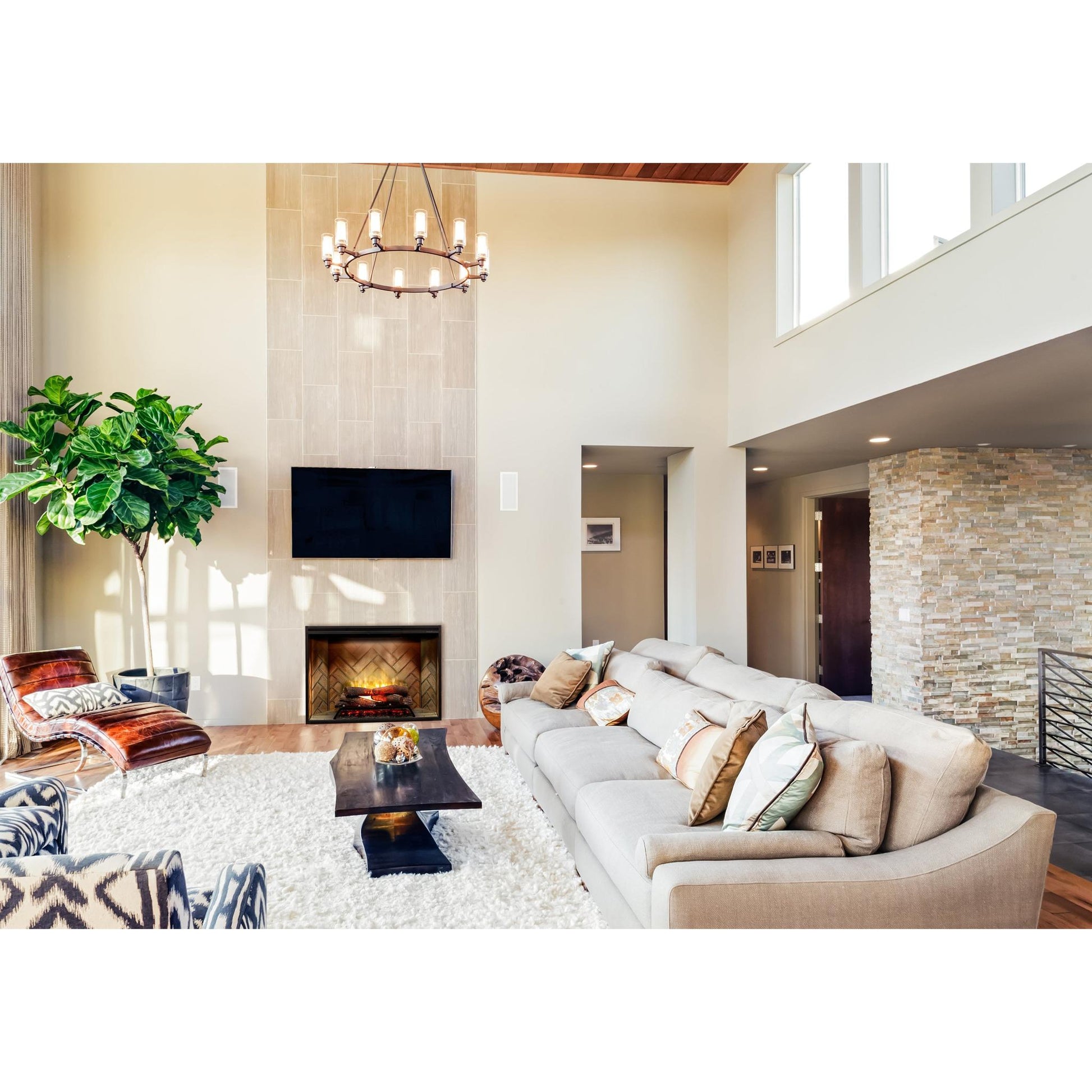 Dimplex Revillusion 42" Herringbone Brick Built-in Electric Firebox With Glass Pane and Plug Kit