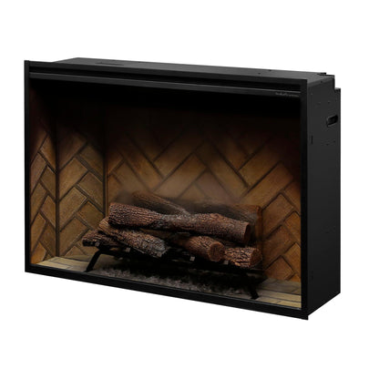 Dimplex Revillusion 42" Herringbone Brick Built-in Electric Firebox With Glass Pane and Plug Kit