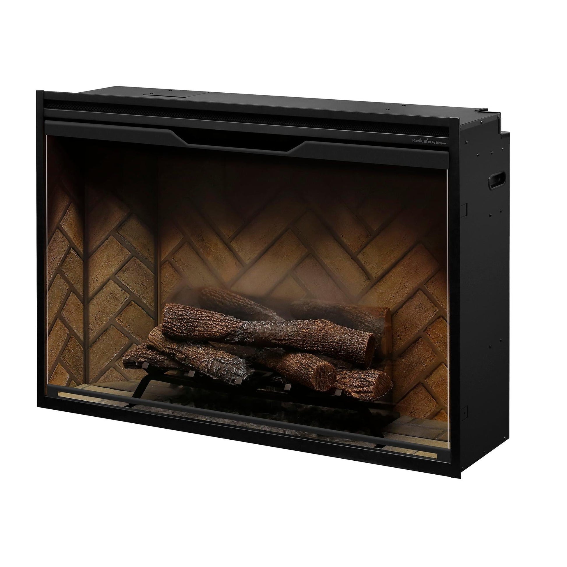 Dimplex Revillusion 42" Herringbone Brick Built-in Electric Firebox With Glass Pane and Plug Kit