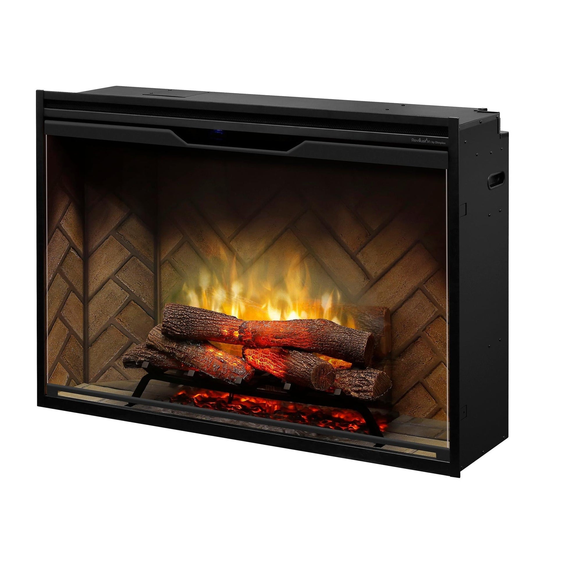 Dimplex Revillusion 42" Herringbone Brick Built-in Electric Firebox With Glass Pane and Plug Kit