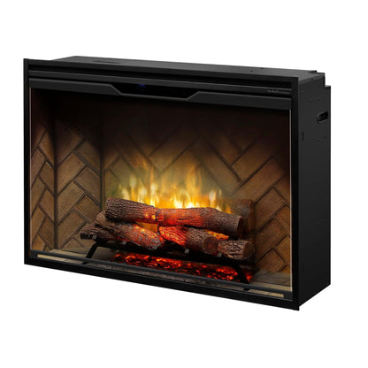 Dimplex Revillusion 42" Herringbone Brick Built-in Electric Firebox With Glass Pane and Plug Kit