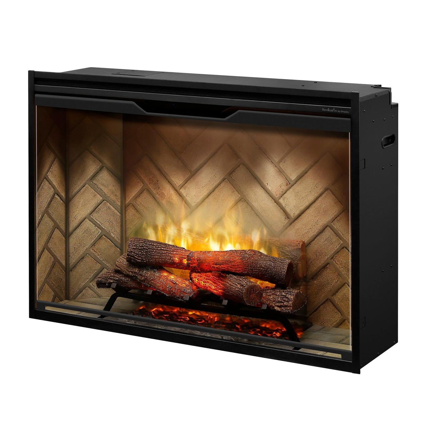 Dimplex Revillusion 42" Herringbone Brick Built-in Electric Firebox With Glass Pane and Plug Kit