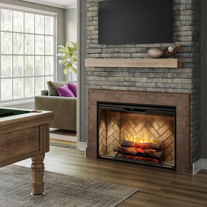 Dimplex Revillusion 42" Herringbone Brick Built-in Electric Firebox With Glass Pane and Plug Kit