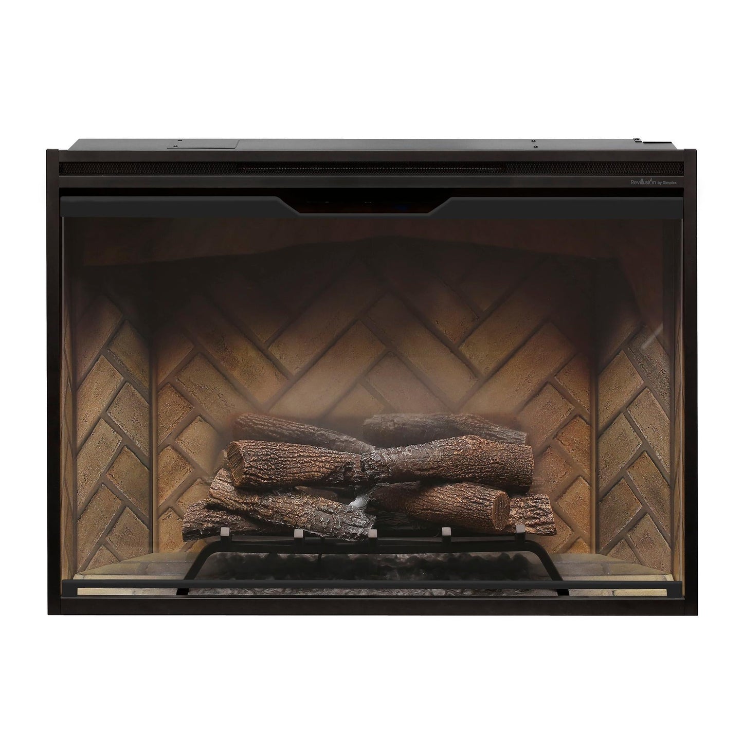 Dimplex Revillusion 42" Herringbone Brick Built-in Electric Firebox With Glass Pane and Plug Kit