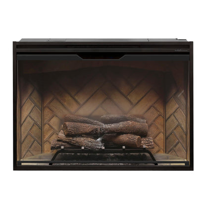 Dimplex Revillusion 42" Herringbone Brick Built-in Electric Firebox With Glass Pane and Plug Kit