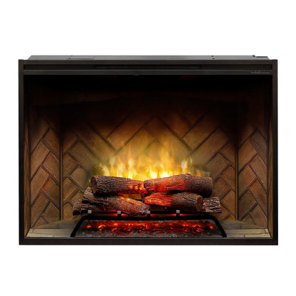 Dimplex Revillusion 42" Herringbone Brick Built-in Electric Firebox With Glass Pane and Plug Kit