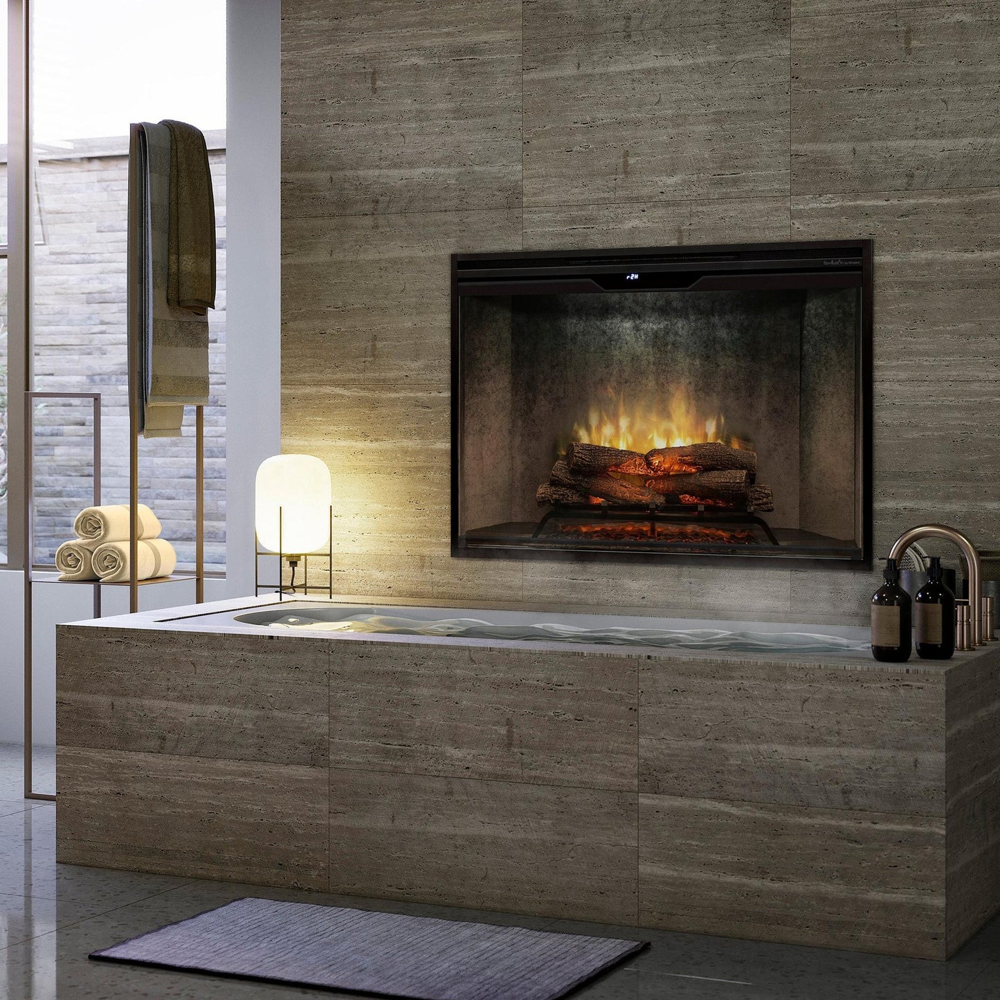 Dimplex Revillusion 42" Weathered Concrete Built-in Electric Firebox With Glass Pane and Plug Kit
