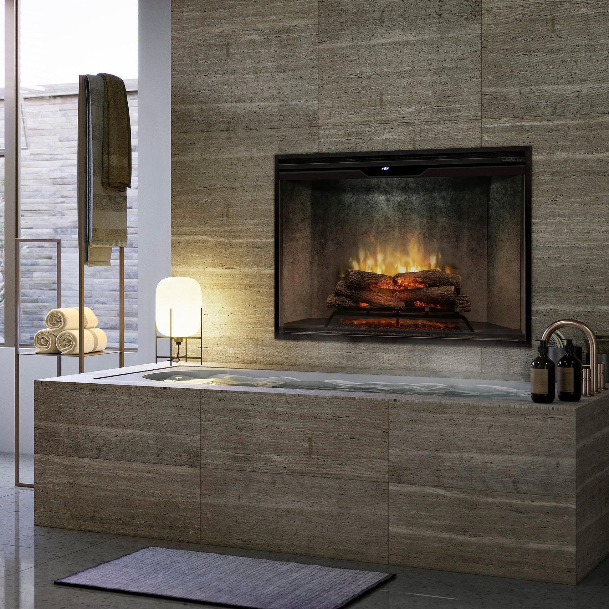 Dimplex Revillusion 42" Weathered Concrete Built-in Electric Firebox With Glass Pane and Plug Kit