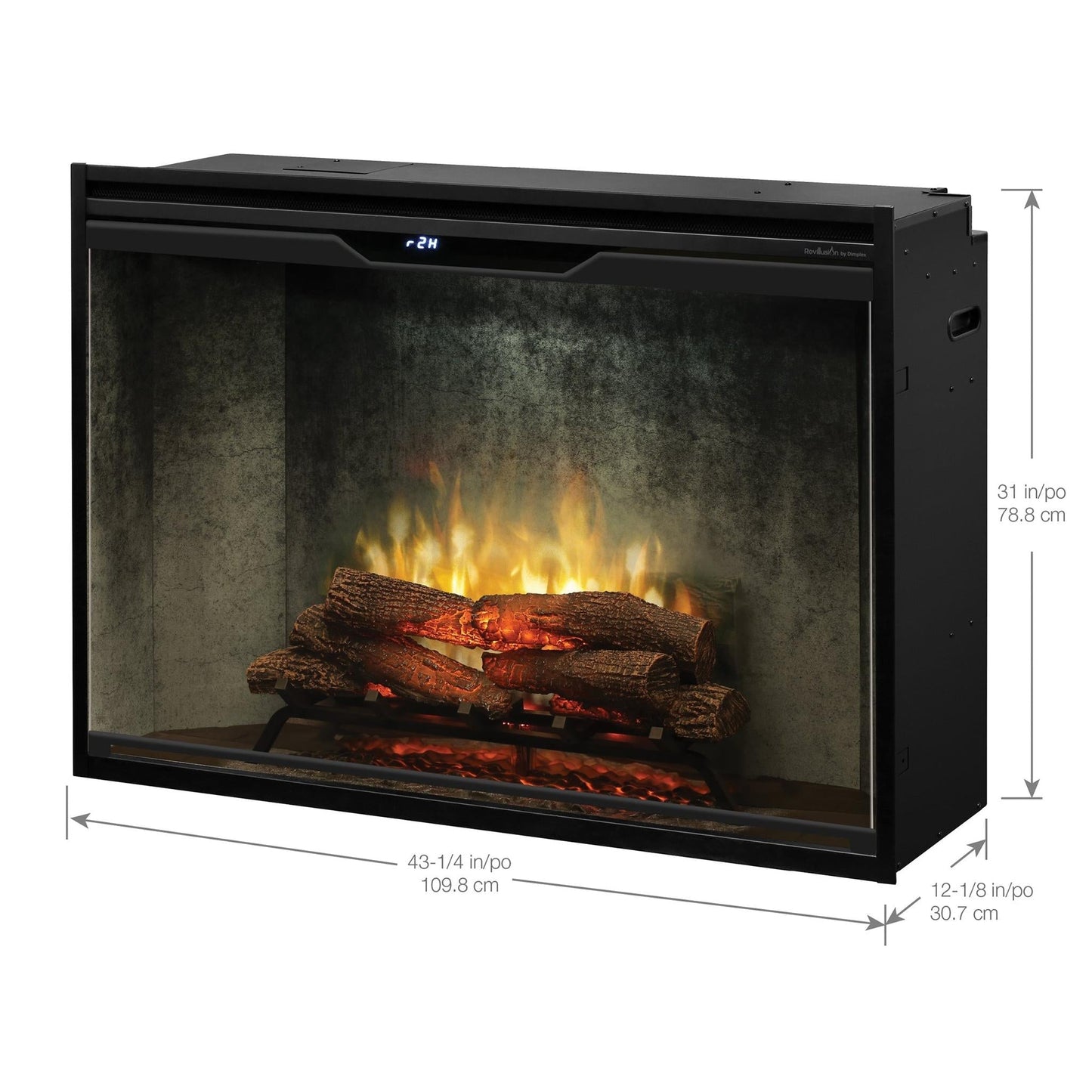 Dimplex Revillusion 42" Weathered Concrete Built-in Electric Firebox With Glass Pane and Plug Kit