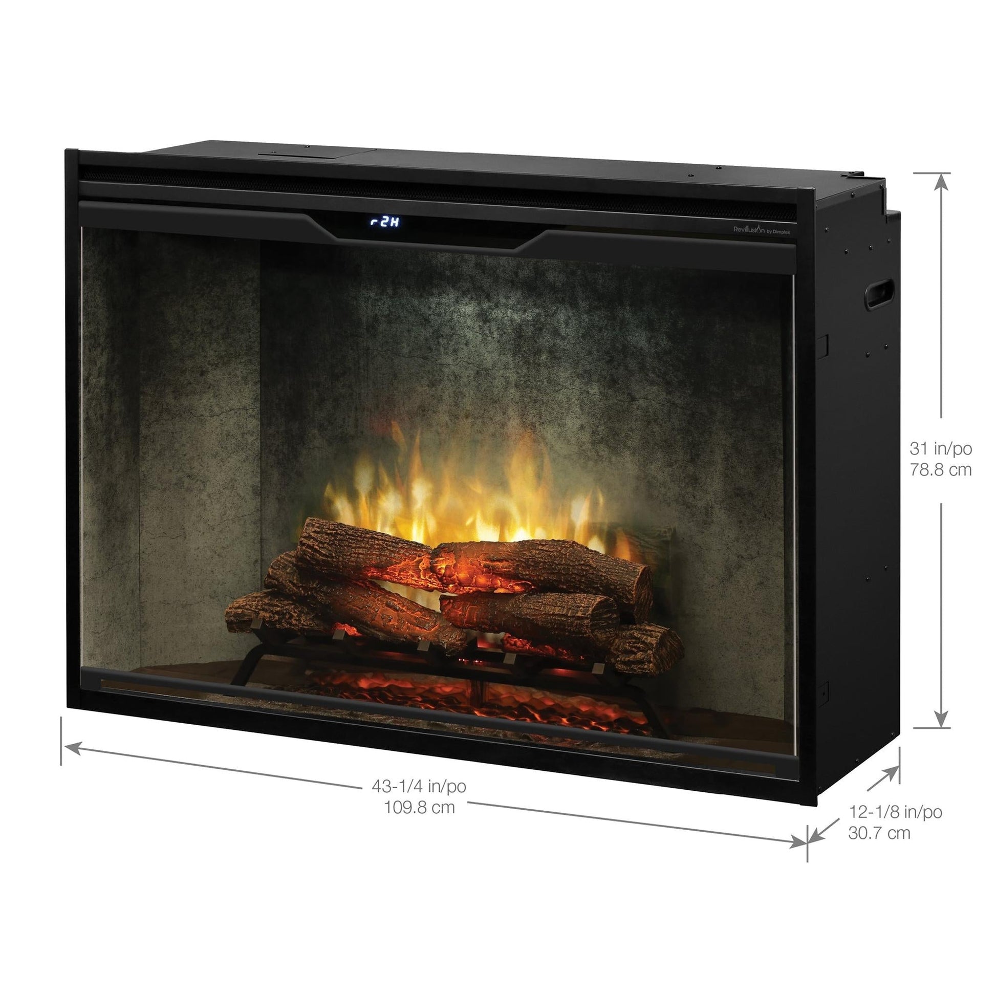Dimplex Revillusion 42" Weathered Concrete Built-in Electric Firebox With Glass Pane and Plug Kit