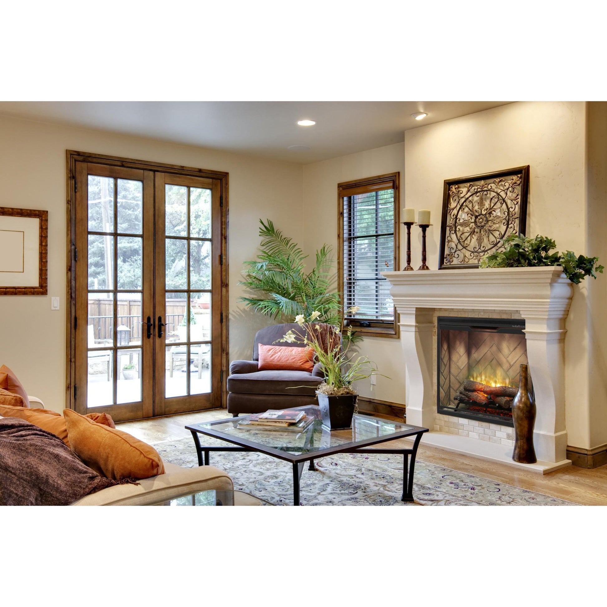 Dimplex Revillusion Portrait 36" Herringbone Brick Built-in Electric Firebox With Glass Pane and Plug Kit