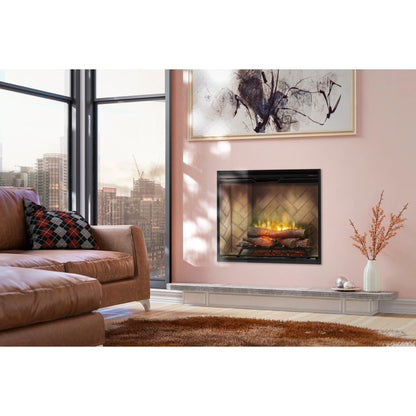 Dimplex Revillusion Portrait 36" Herringbone Brick Built-in Electric Firebox With Glass Pane and Plug Kit
