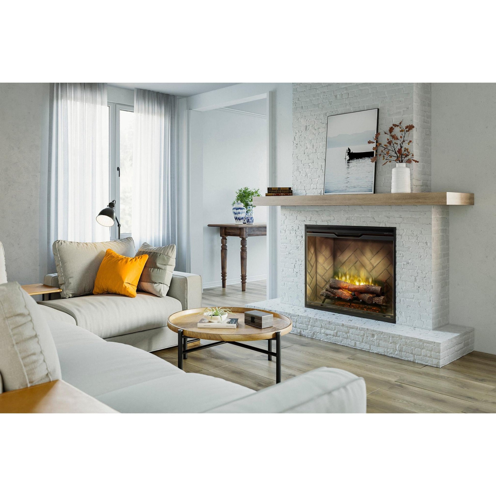 Dimplex Revillusion Portrait 36" Herringbone Brick Built-in Electric Firebox With Glass Pane and Plug Kit