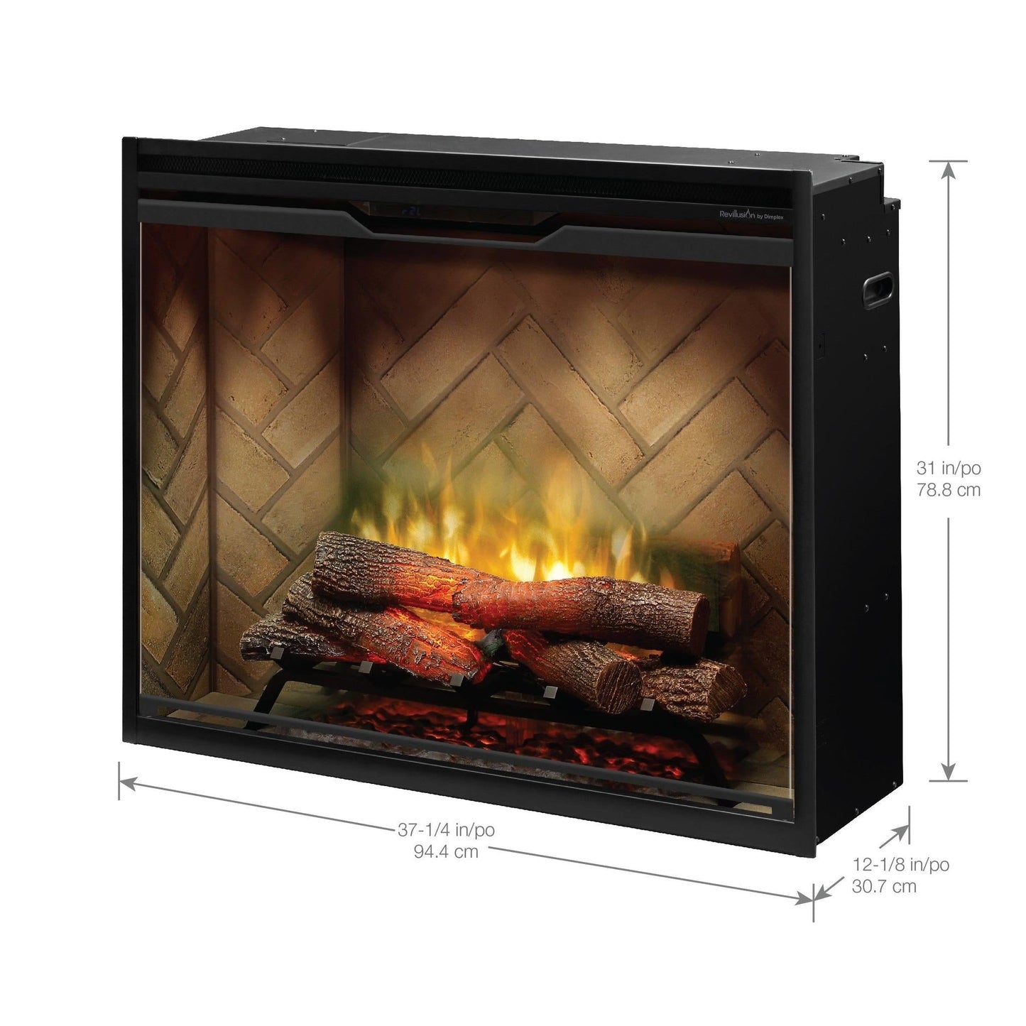 Dimplex Revillusion Portrait 36" Herringbone Brick Built-in Electric Firebox With Glass Pane and Plug Kit