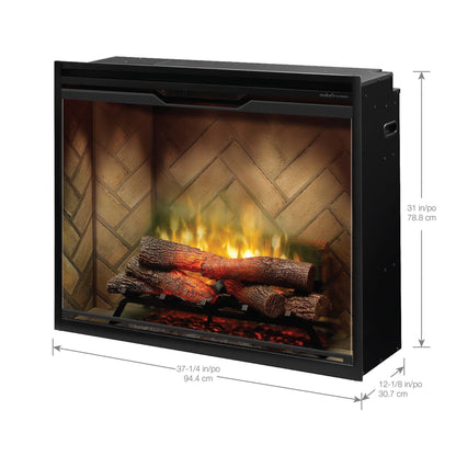 Dimplex Revillusion Portrait 36" Herringbone Brick Built-in Electric Firebox With Glass Pane and Plug Kit