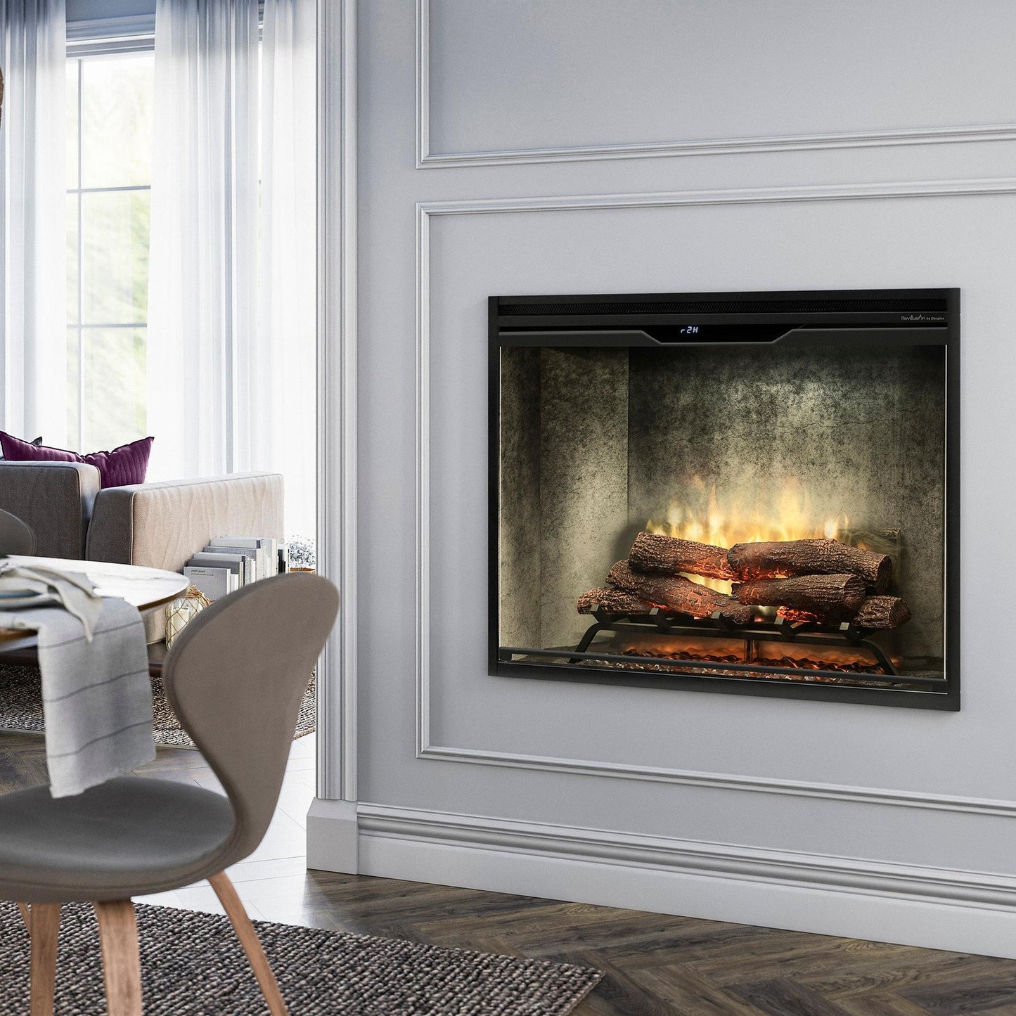 Dimplex Revillusion Portrait 36" Weathered Concrete Built-in Electric Firebox With Glass Pane and Plug Kit
