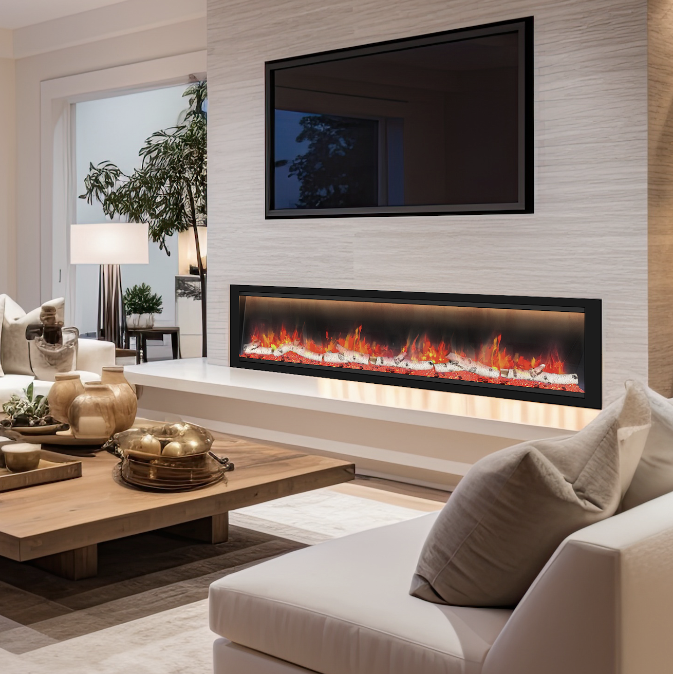 Dynasty Allegro 76" Built-in / Flush-Mount Smart Linear Electric Fireplace