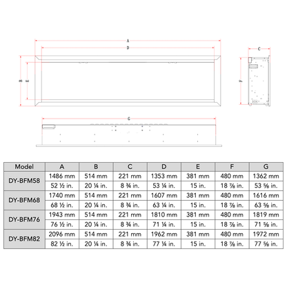 Dynasty Allegro 82" Built-in / Flush-Mount Smart Linear Electric Fireplace