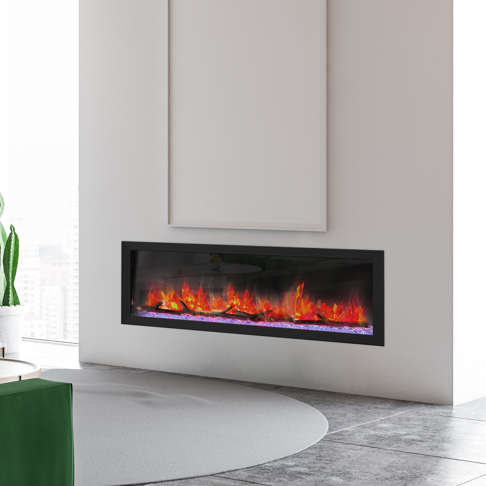 Dynasty Cascade 52" Flush-Mount Smart Linear Electric Fireplace