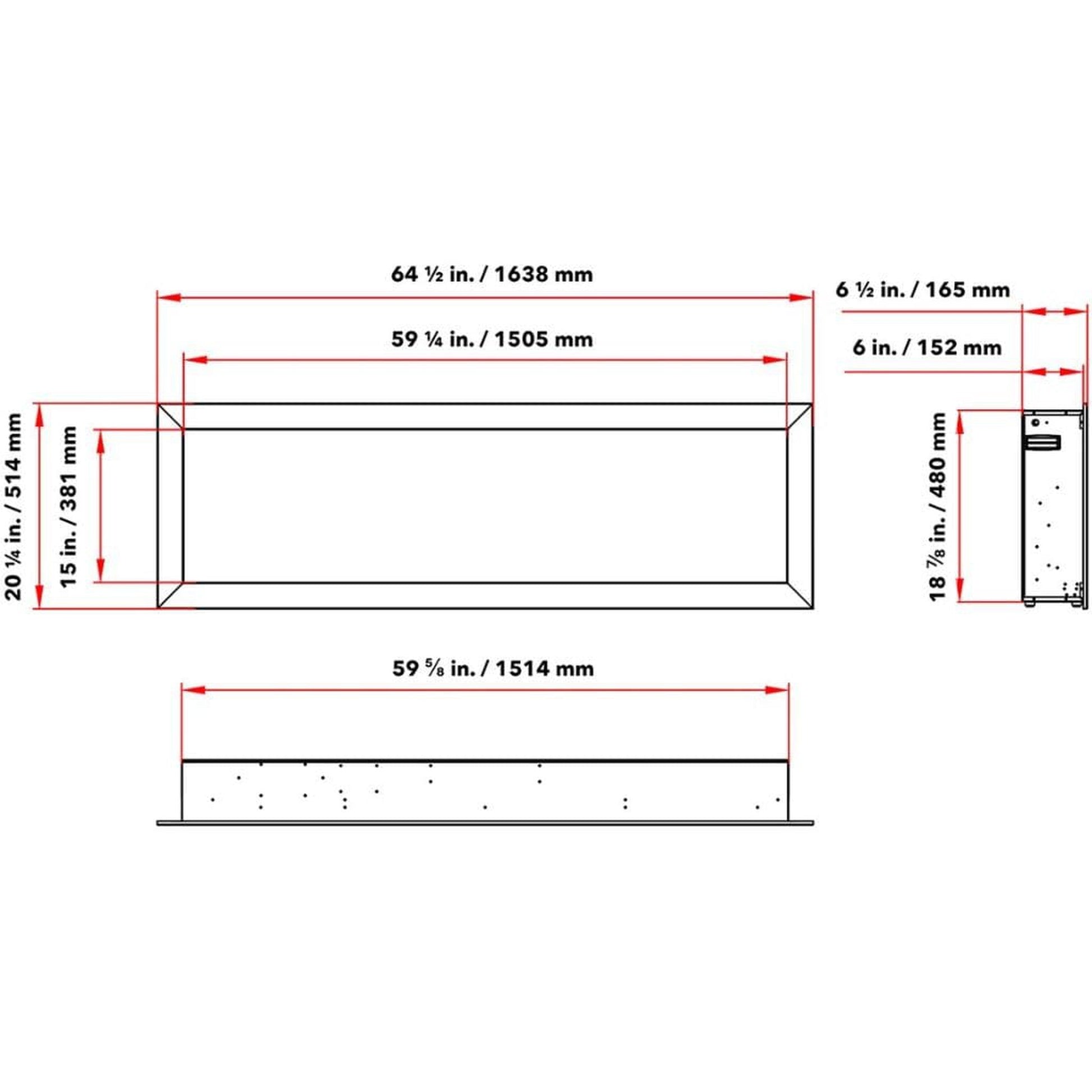 Dynasty Cascade 64" Flush-Mount Smart Linear Electric Fireplace