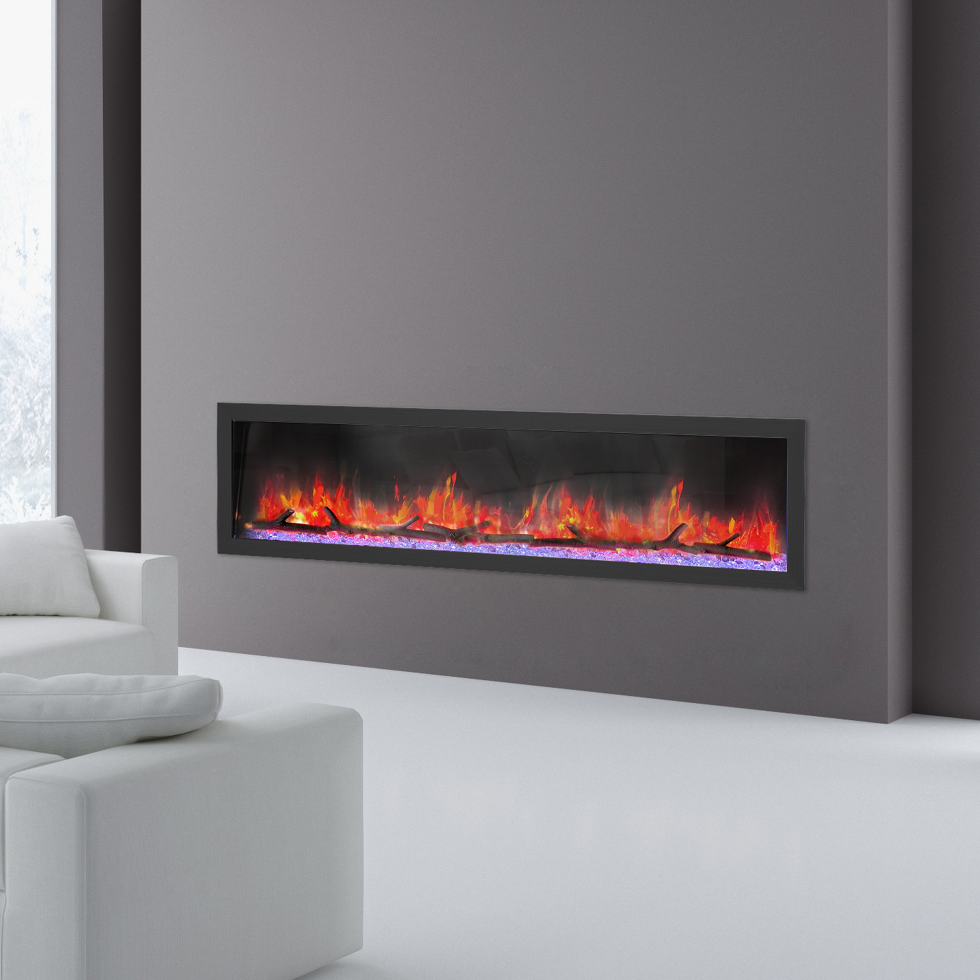 Dynasty Cascade 74" Flush-Mount Smart Linear Electric Fireplace